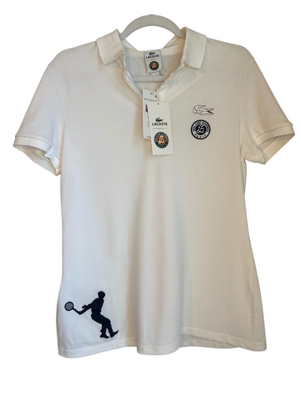 Lacoste Roland Garros Paris Polo Shirt Womens Size 8 US White Tennis